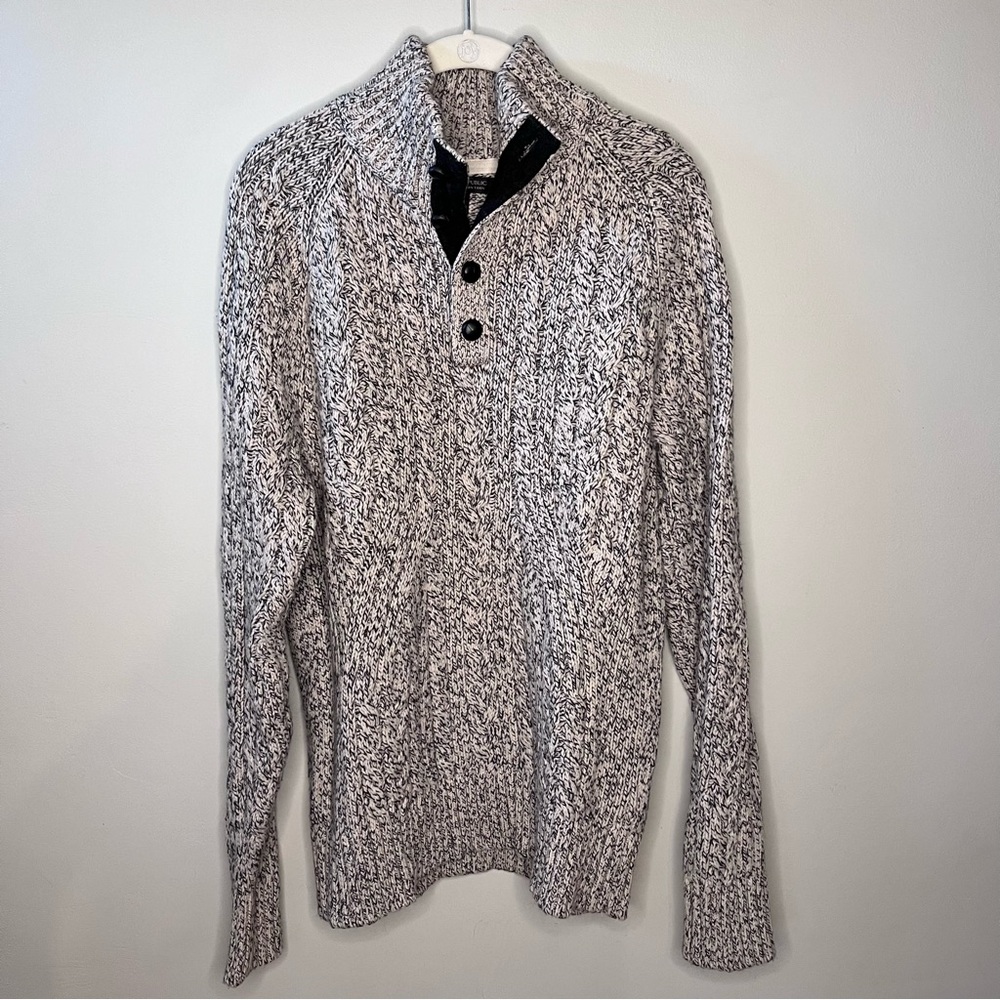 MEN’S Banana Republic Marled Cable Quarter Pullover Italian Yarn Sweater